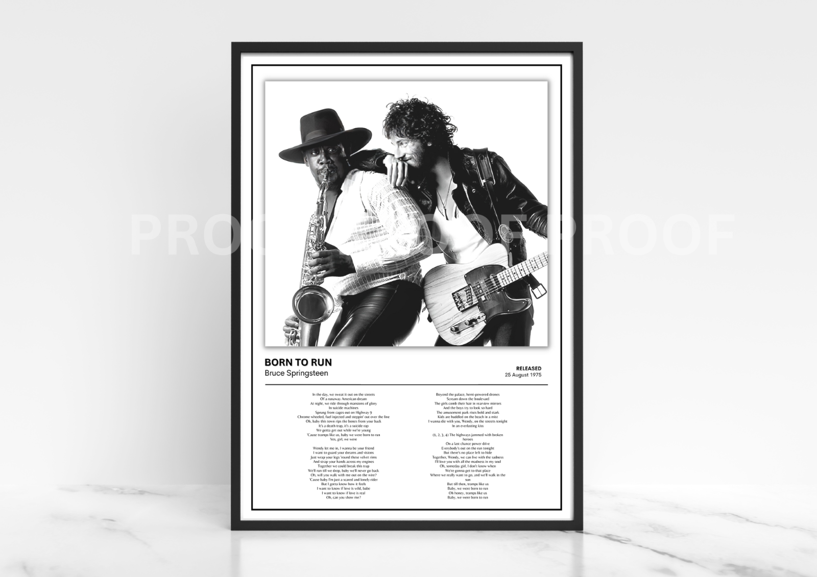 Bruce Springsteen Born to Run Album Single Cover Poster / Music Poster