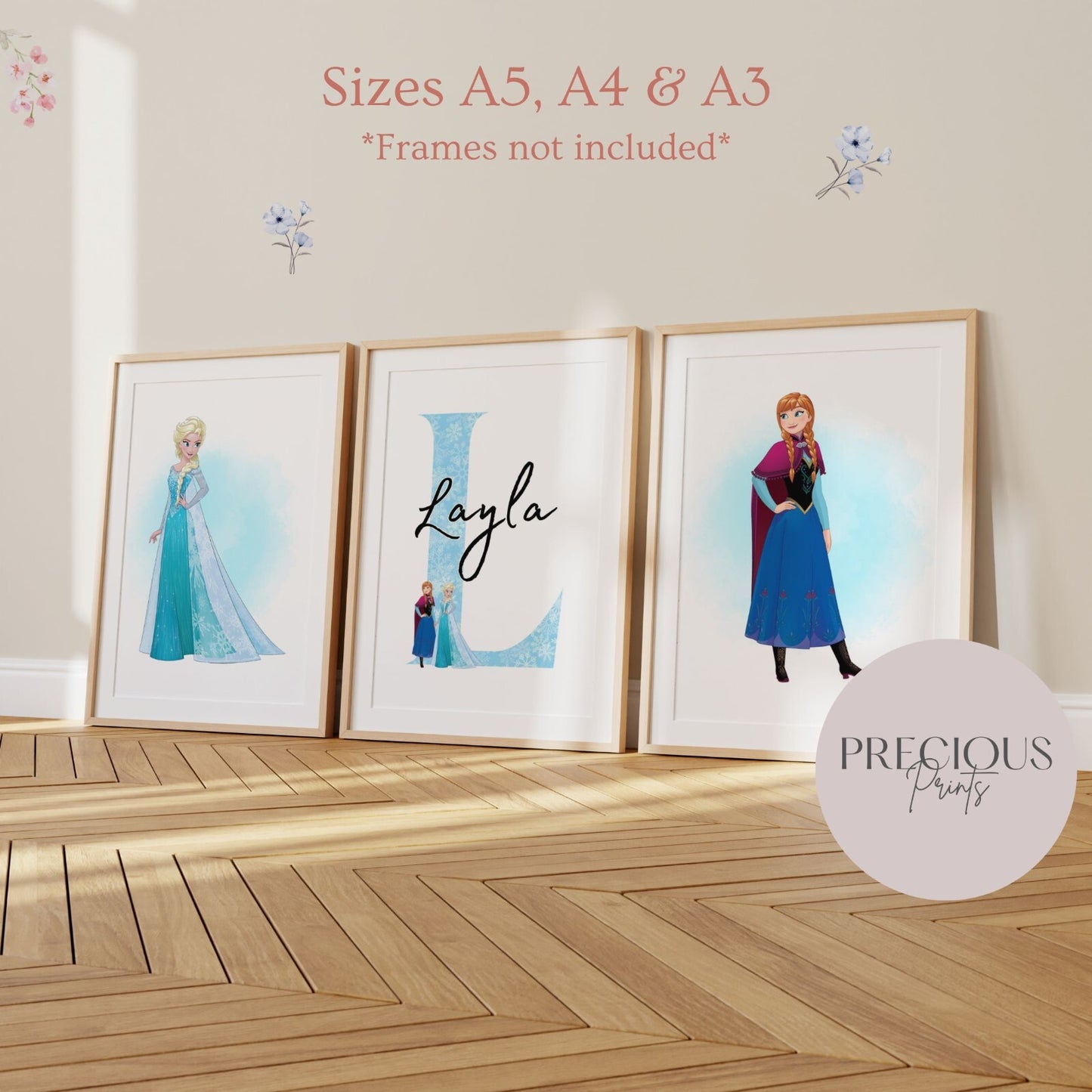 Set of 3 Personalised bedroom PrintS / Elsa & Anna Frozen A5 A4 A3