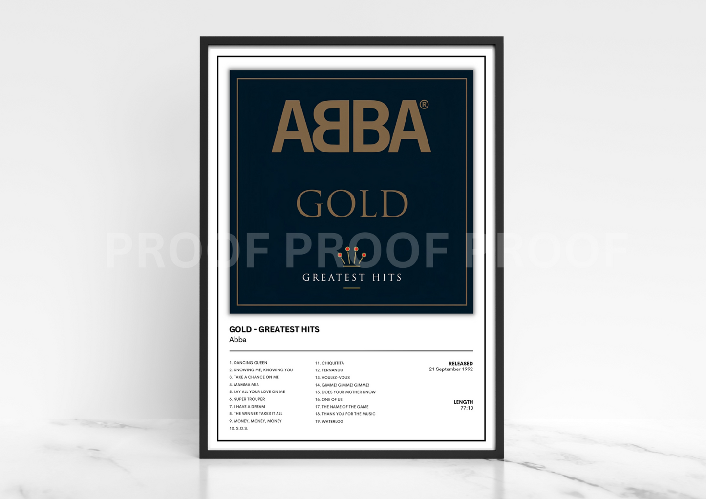 Abba Gold Greatest Hits Album Single Cover Poster / Music Christmas Gift