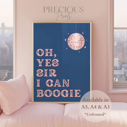 Oh, Yes Sir I Can Boogie Music Lyric Print / Music Poster / A5 A4 A3 Unframed