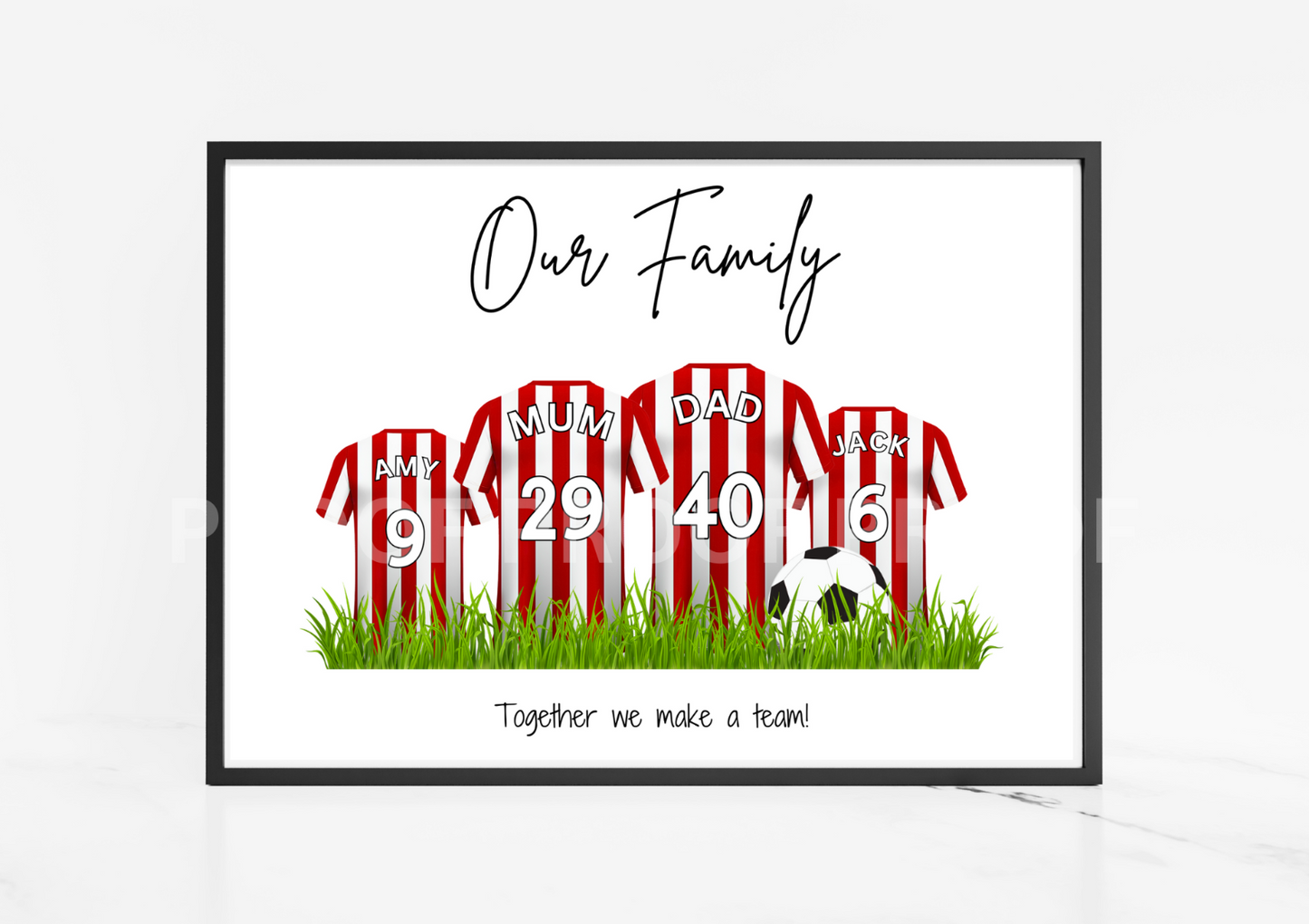 Personalised Football Family Print / Brentford FC Family Print A5 A4 A3