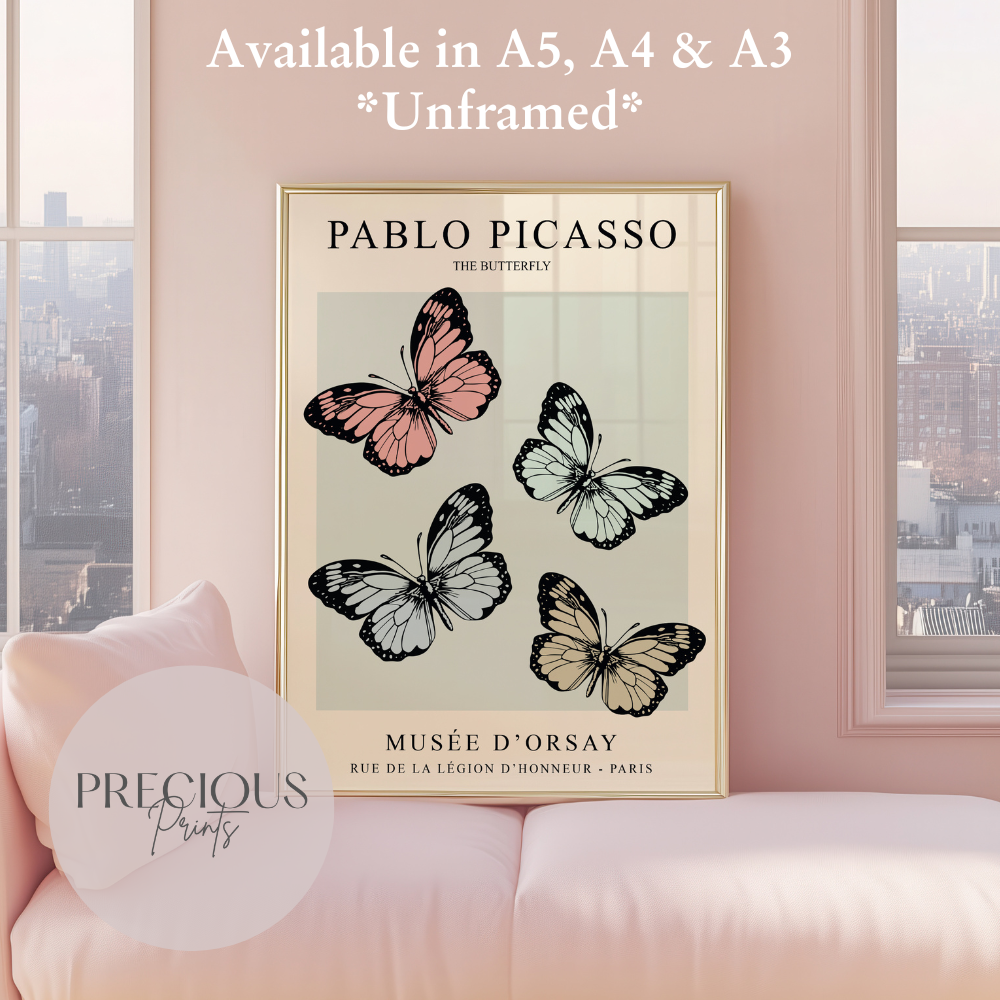 Picasso ''The Butterfly'' Exhibition Print / Vintage Gallery Wall Art