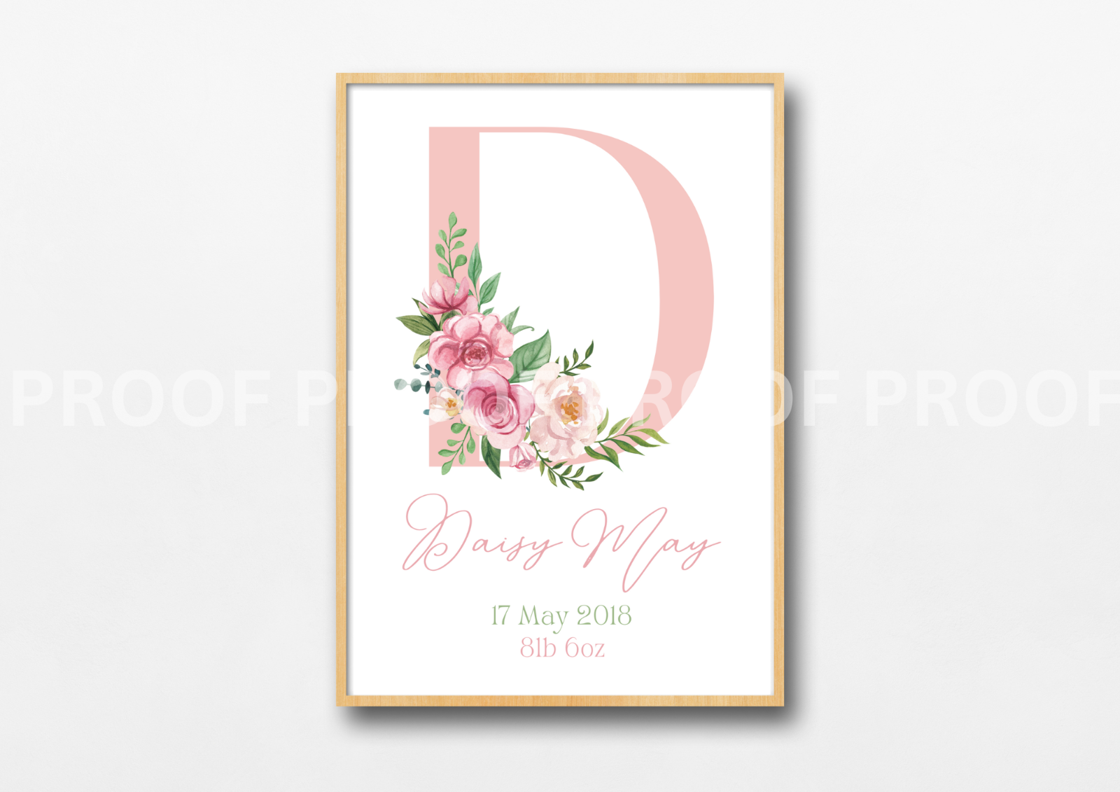 Childrens Personalised Print New baby Nursery Elegant Floral A5 A4 A3