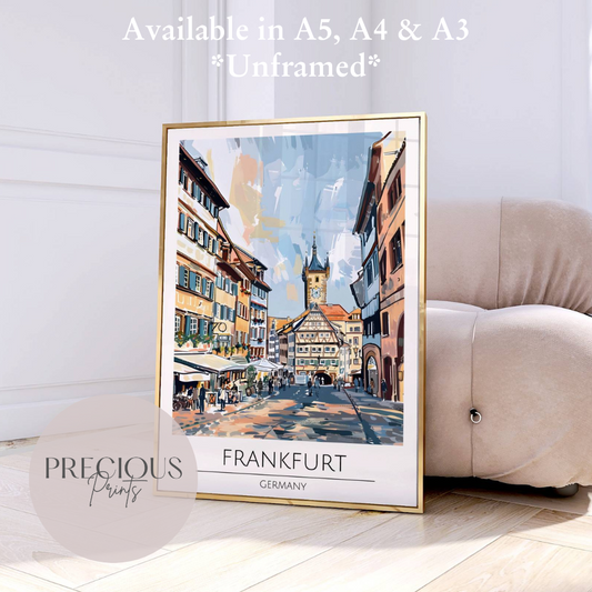 Germany, Frankfurt Travel Print Poster / Vintage Wall Art / A5 A4 A3
