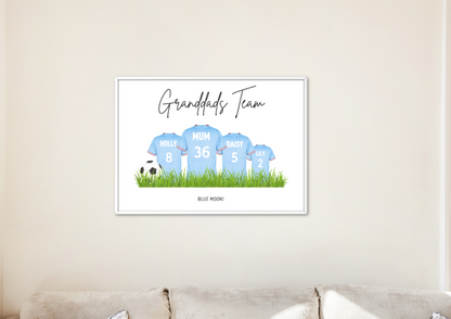 Personalised Football Family Print / MCFC Family Print / Manchester City Print