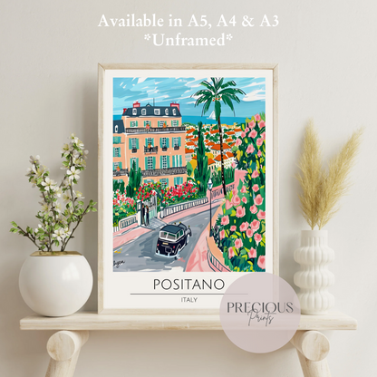 Italy, Positano Travel Print Poster / Vintage Wall Art / A5 A4 A3