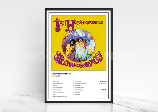 Jimi Hendrix Are You Experienced Album Single Cover Poster / Music Gift