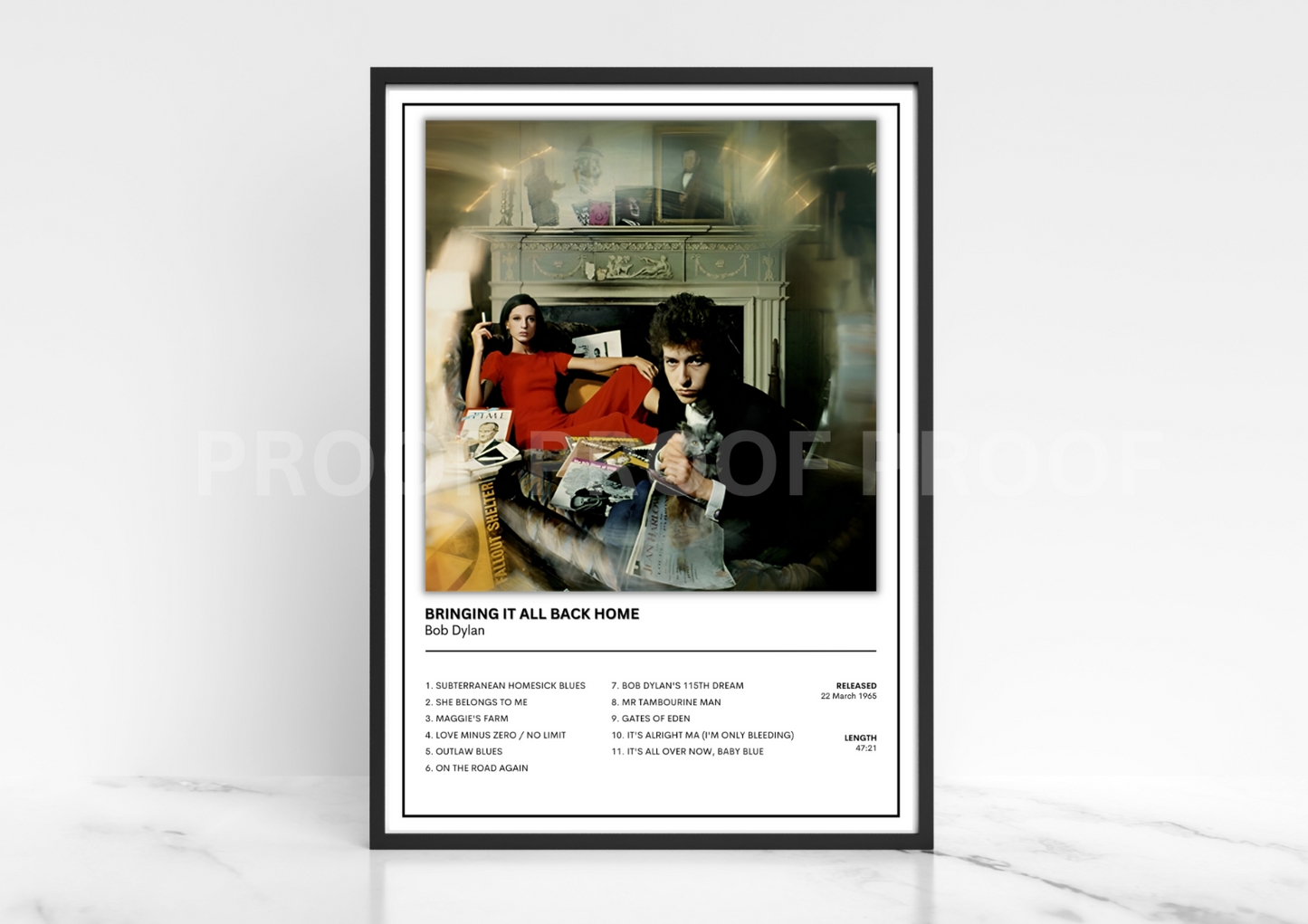 Bob Dylan Bringing it all Back Album Singles Cover Music Poster Music Gift