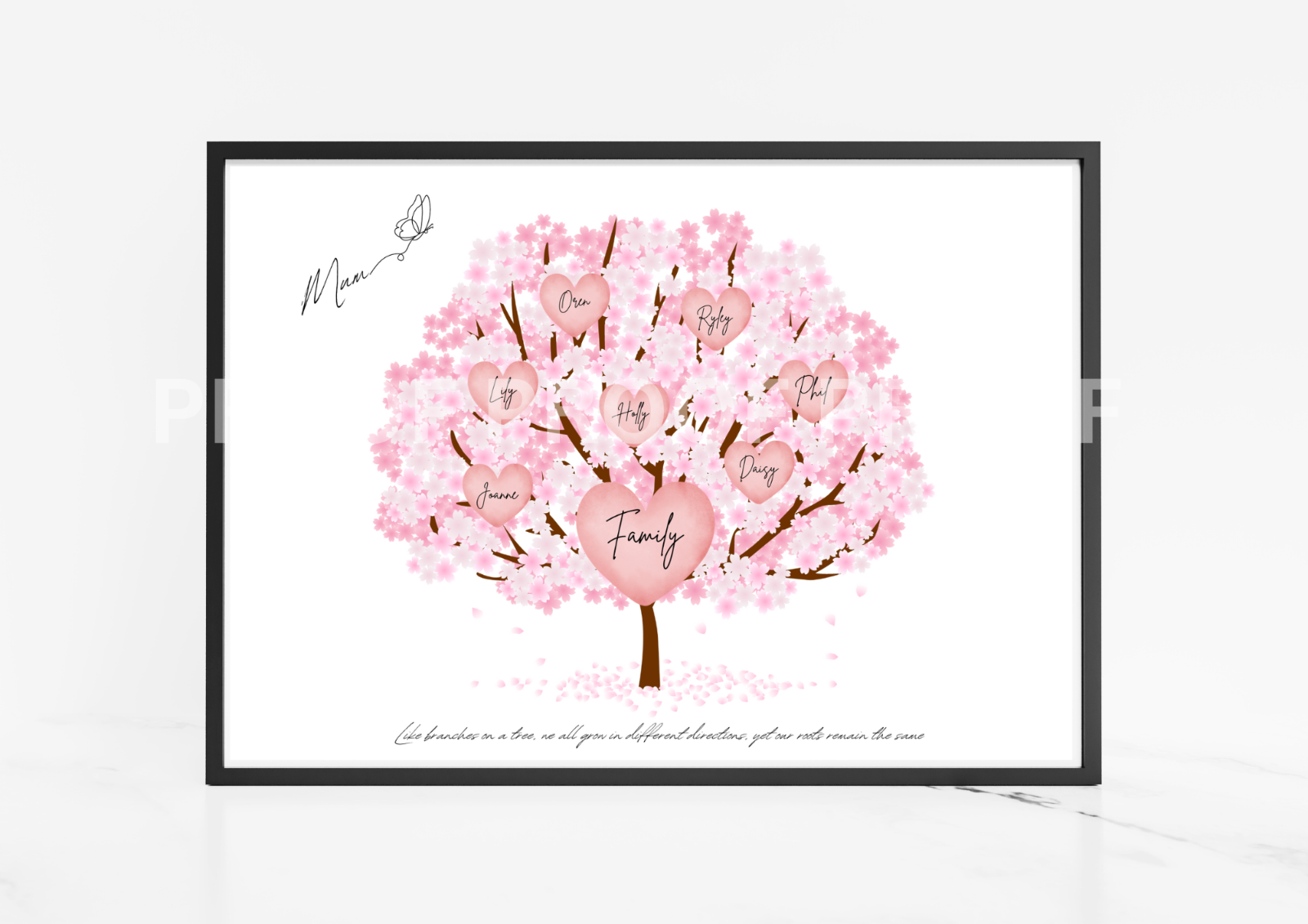 Personalised Family Tree / Mothers Day / Grandma's Day / Family Print A5 A4 A3