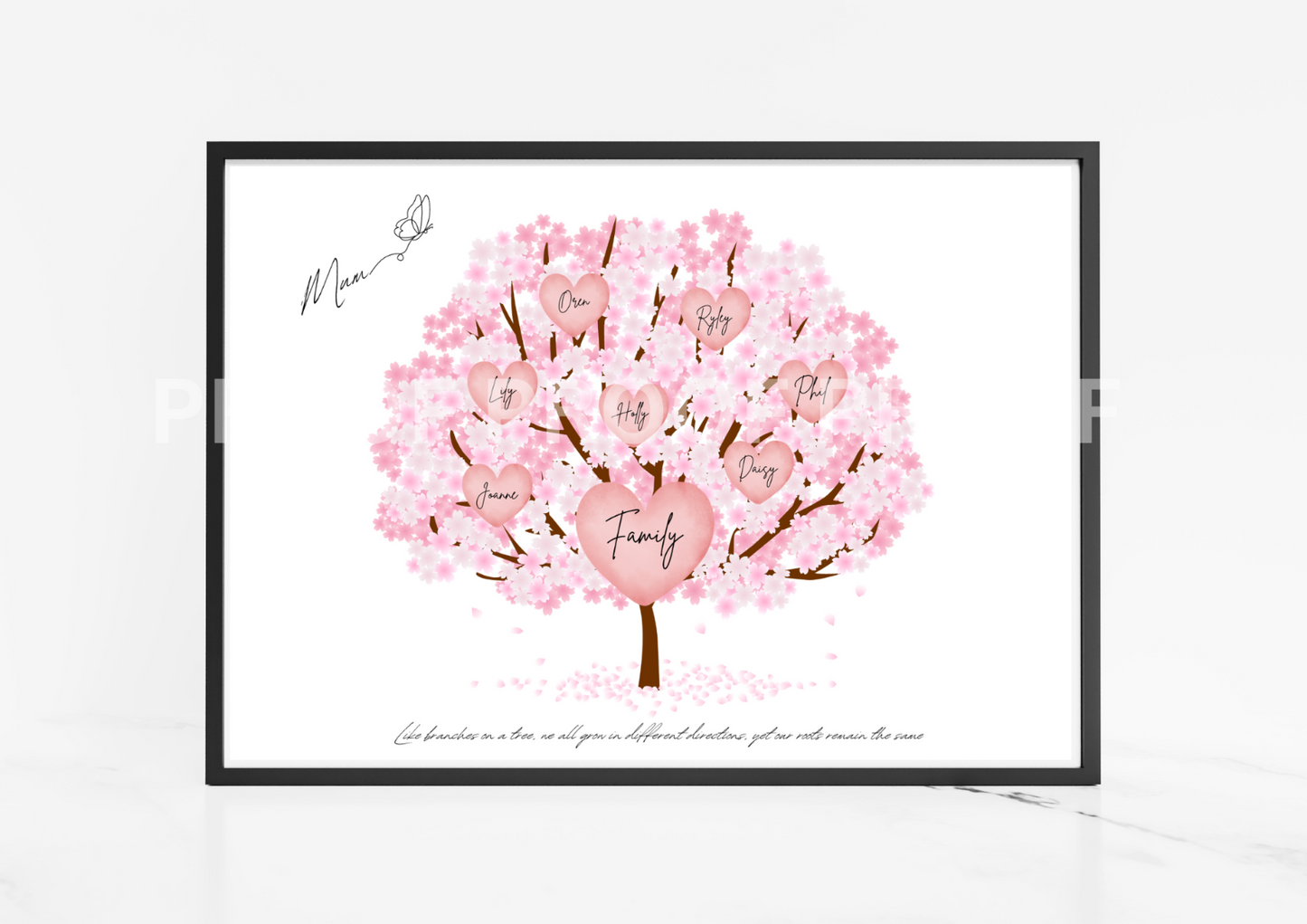 Personalised Family Tree / Mothers Day / Grandma's Day / Family Print A5 A4 A3