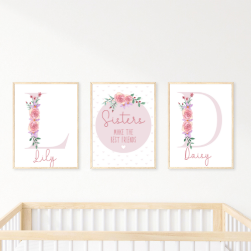 Sisters Make the Best Friends Personalised Floral  bedroom Print / A5 A4 A3