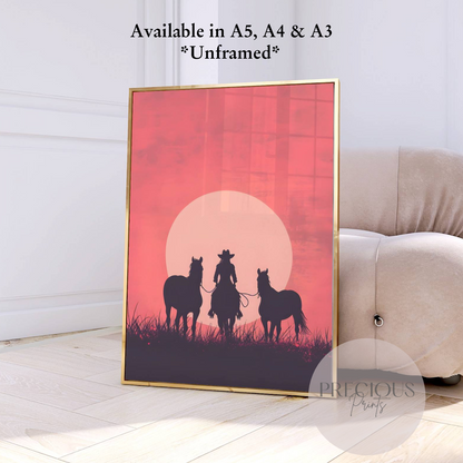 Cowgirl Preppy Poster / Trendy Wall Art / Pink Girly Art print / A5 A4 A3