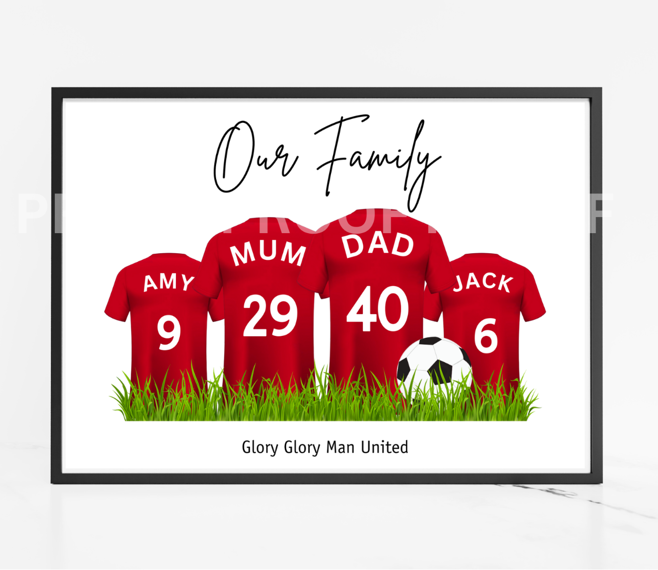 Personalised Football Family Print / MUFC Family Print / Manchester United Print