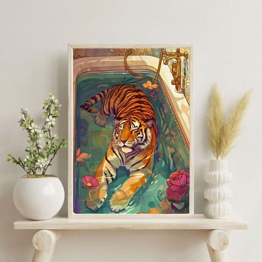 Tiger in the Bath Print