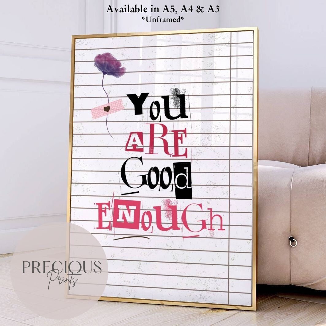 Positive preppy quote wall art print Trendy Retro Poster A5 A4 A3 Unframed