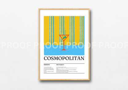 Colourful Cocktail Preppy Prints Poster / Vintage Retro Prints