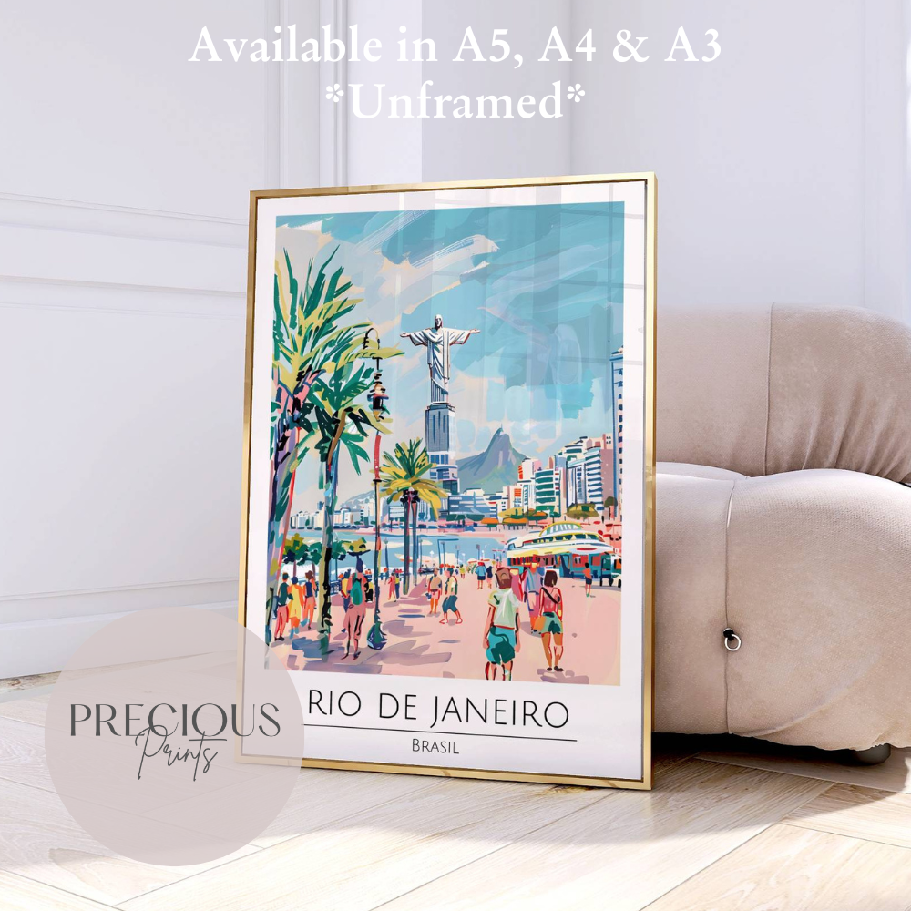 Brasil - Rio De Janeiro Travel Print Poster / Vintage Wall Art / Giclee A5 A4 A3