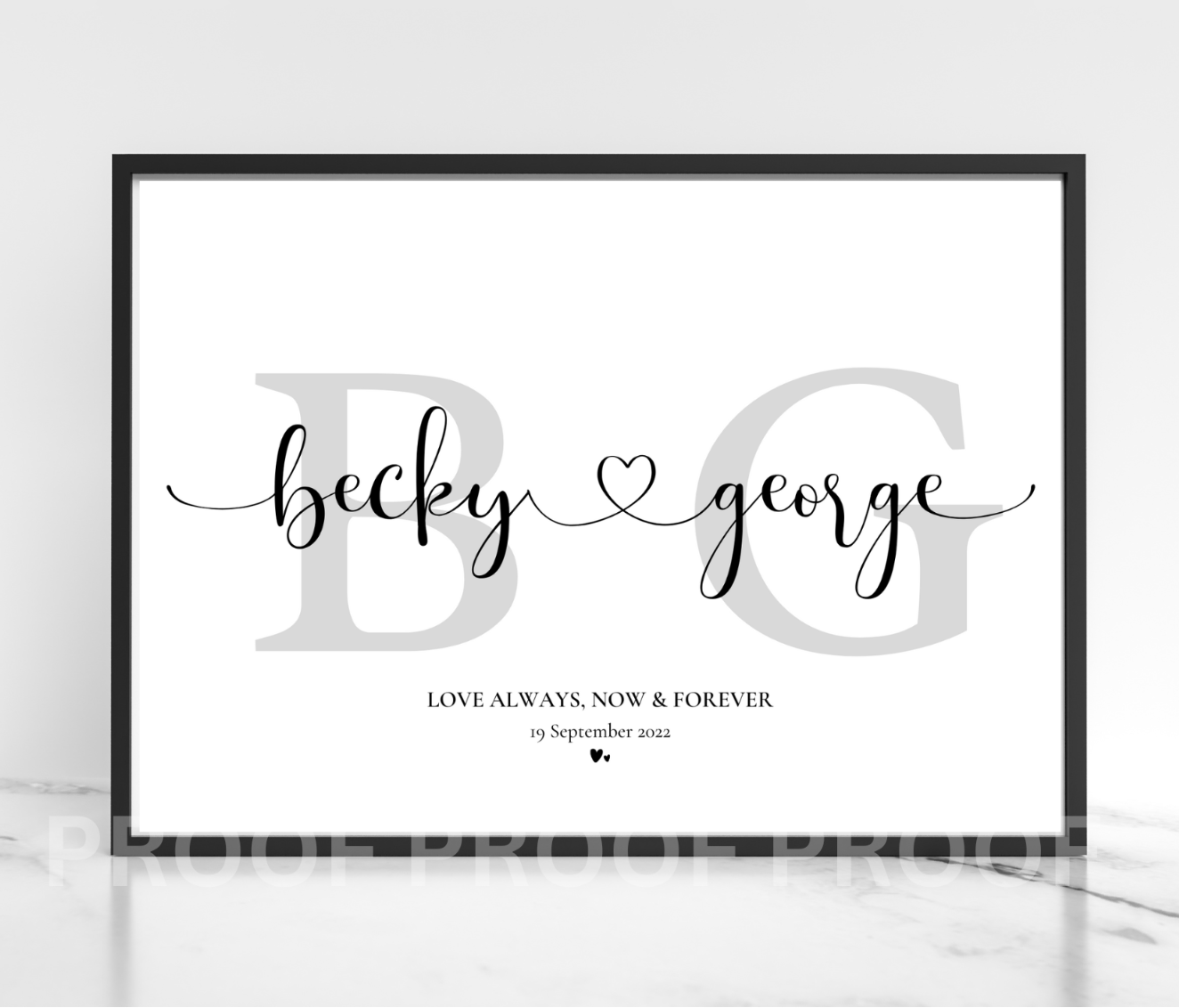 Personalised Valentine Anniversary Wedding Gift Art Print A5 A4 A3