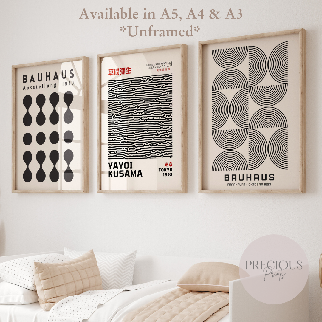 Bauhaus Kusama Set of 3 Unframed Prints Picture A5 A4 A3 Wall Art Gallery Decor