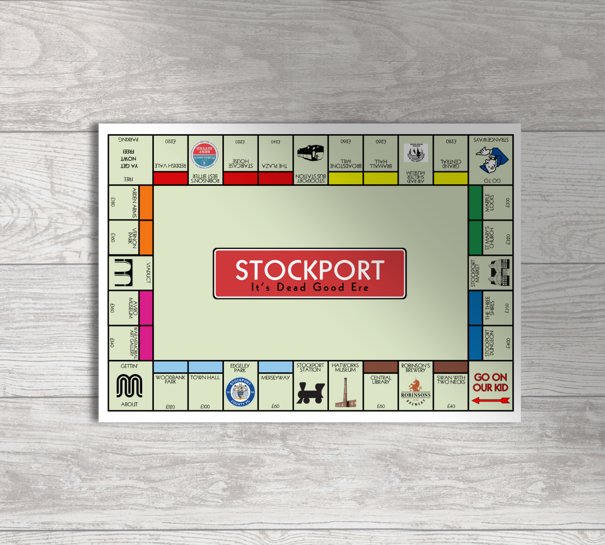 Stockport Monopoly Print / A5 A4 A3 / Manchester Art Gift