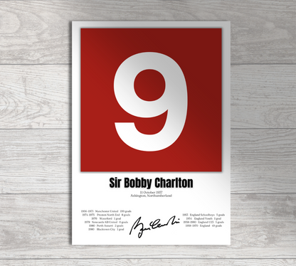 Sir Bobby Charlton Football Stats Print / Football Poster Football Gift