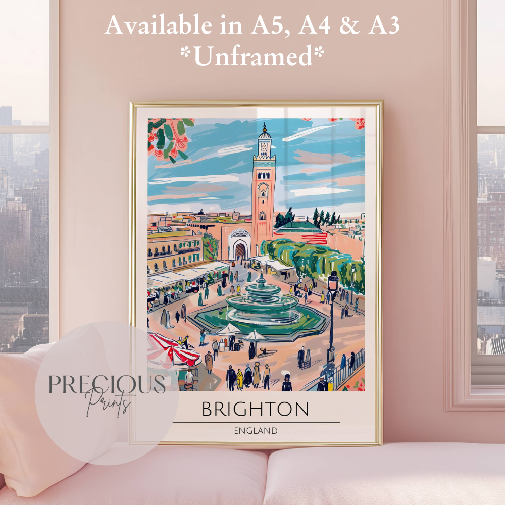 UK, England Brighton Travel Print Poster / Vintage Wall Art / A5 A4 A3