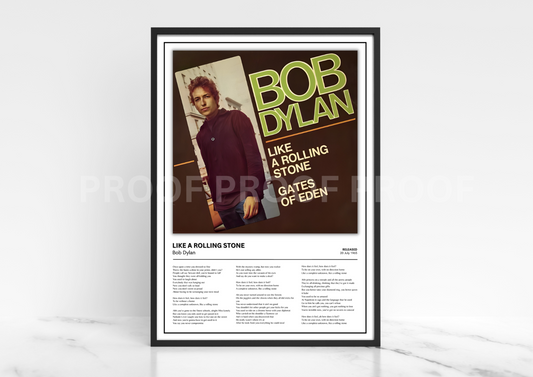 Bob Dylan Like A Rolling Stone Album Single Cover Poster / Music Gift