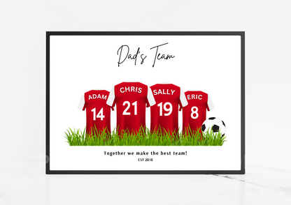 Personalised Football Family Print / Arsenal FC Family Print / A5 A4 A3