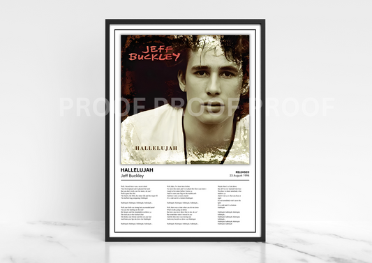 Jeff Buckley Hallelujah Album Single Cover Poster / Music Poster