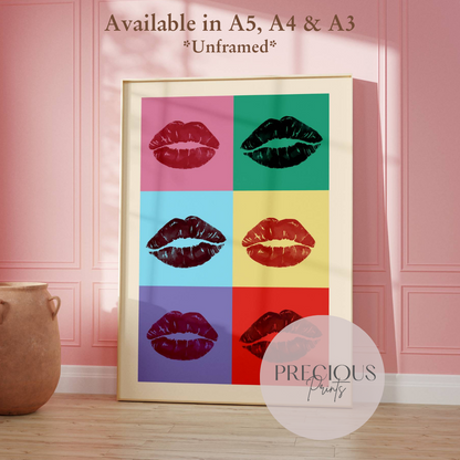 Lip Colourful Pop Art Poster / Preppy Poster / A5 A4 A3 / Unframed