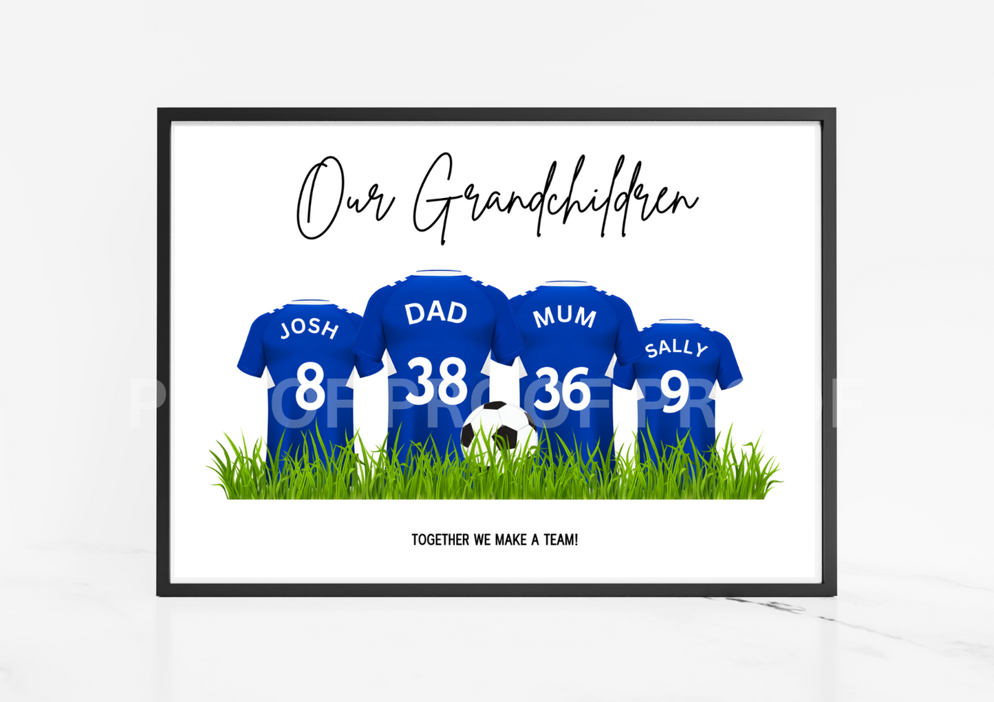 Personalised Football Family Print / Everton Family Print Mothers Fathers Day