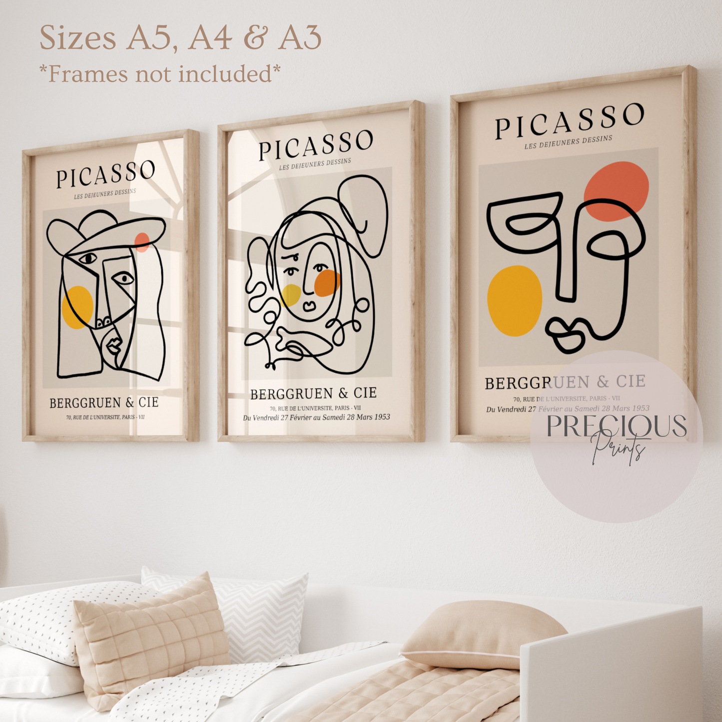 Set of 3 Picasso Abstract Faces Print's / Minimalist Modern Art Poster