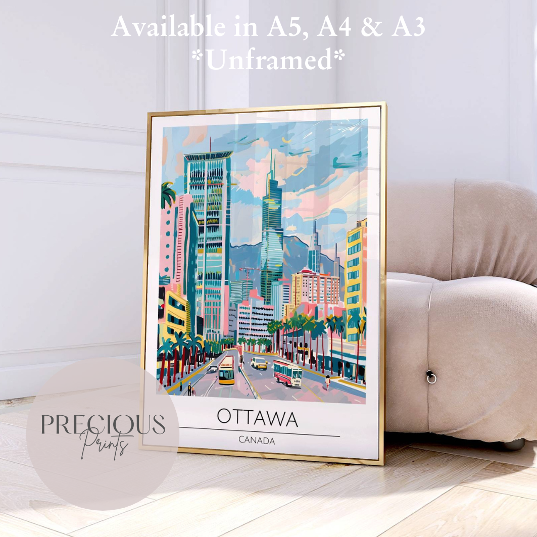Canada, Ottawa Travel Print Poster / Vintage Wall Art / A5 A4 A3 / Unframed