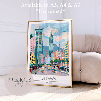 Canada, Ottawa Travel Print Poster / Vintage Wall Art / A5 A4 A3 / Unframed