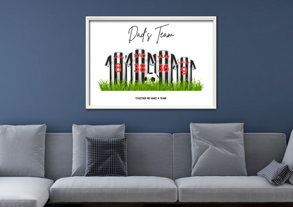 Personalised Football Family Print / Newcastle United Family Print A5 A4 A3