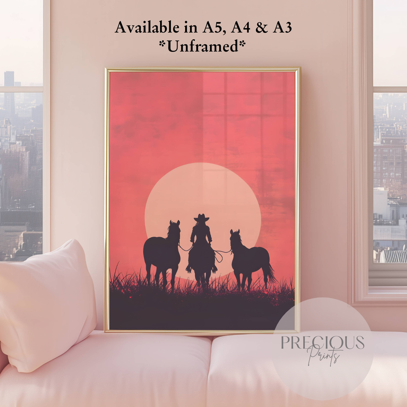 Cowgirl Preppy Poster / Trendy Wall Art / Pink Girly Art print / A5 A4 A3