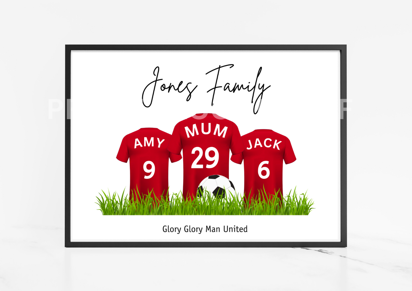 Personalised Football Family Print / MUFC Family Print / Manchester United Print