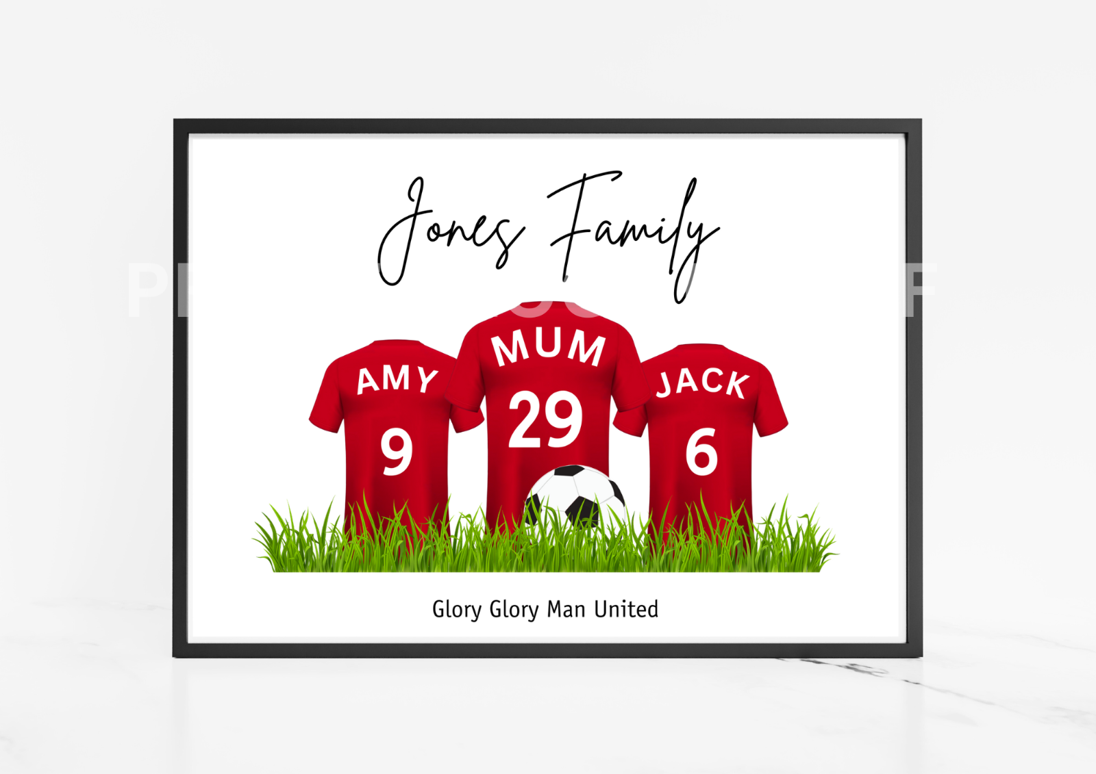 Personalised Football Family Print / MUFC Family Print / Manchester United Print
