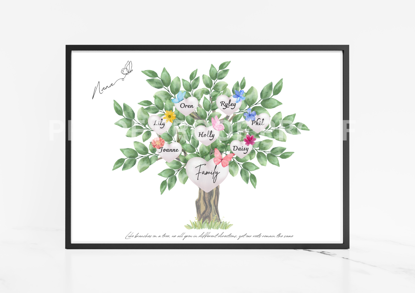 Personalised Family Tree / Mothers Day / Grandma's Day / Family Print A5 A4 A3