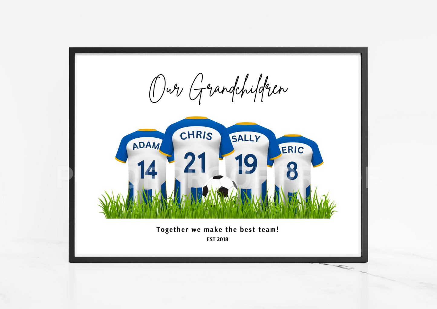 Personalised Football Family Print / Brighton Family Print A5 A4 A3