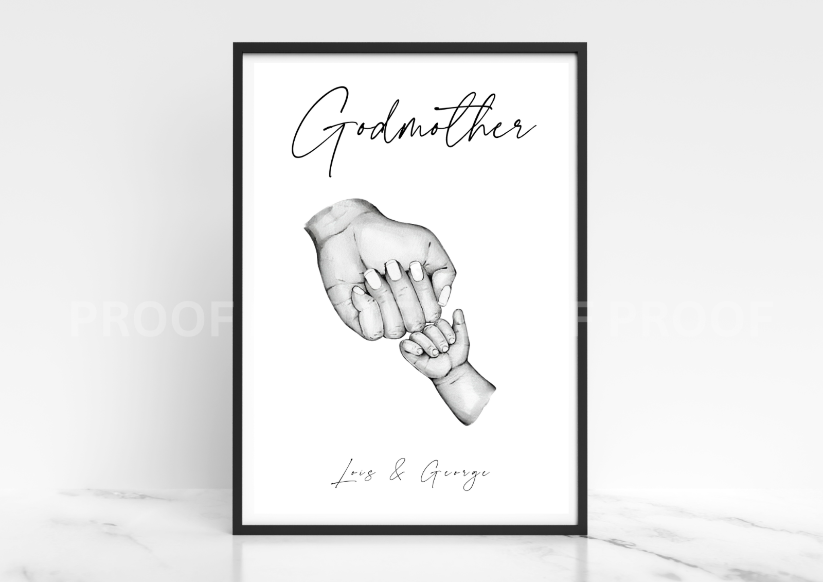 Fist Bump Personalised Print, Family, Godparents Christening  A5 A4 A3