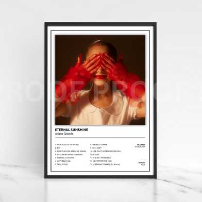 Ariana Grande Eternal Sunshine Album Cover Poster / Music Gift A5 A4 A3