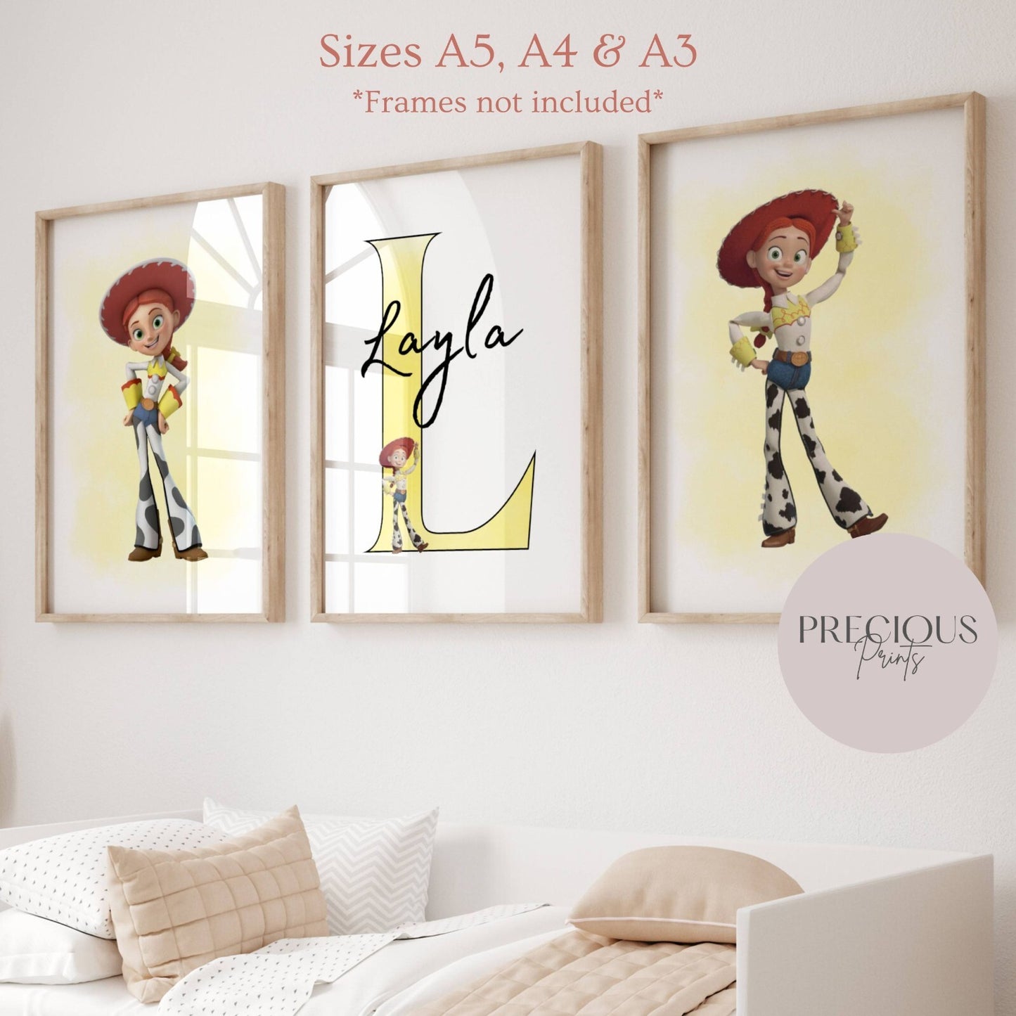 Set of 3 Personalised Girl/boy Nursery bedroom Print / Jessie Toy Story A5 A4 A3