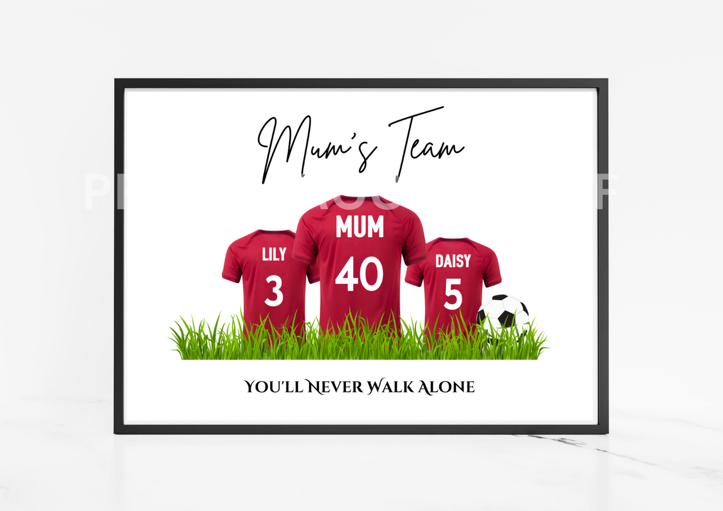 Personalised Liverpool FC Football Family Print / Mothers Day Fathers Day A5 A4
