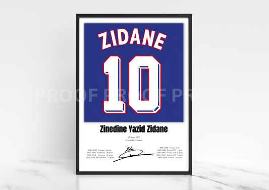 Zinedine Yazid Zidane Football Stats Print / Football Poster Football Gift