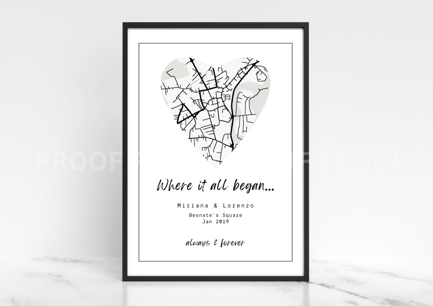 Personalised New Home map print First home gift Family Love A4 A3 A5