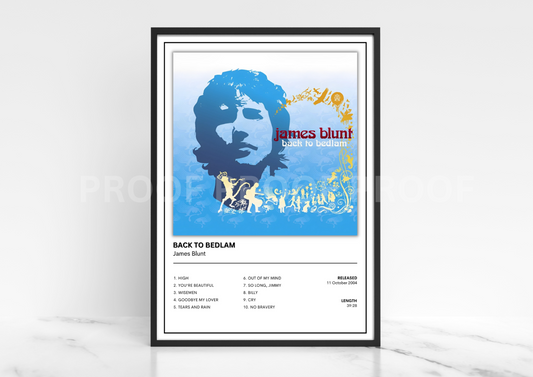 James Blunt Back to Bedlam Album Single Cover Poster / Music Christmas Gift