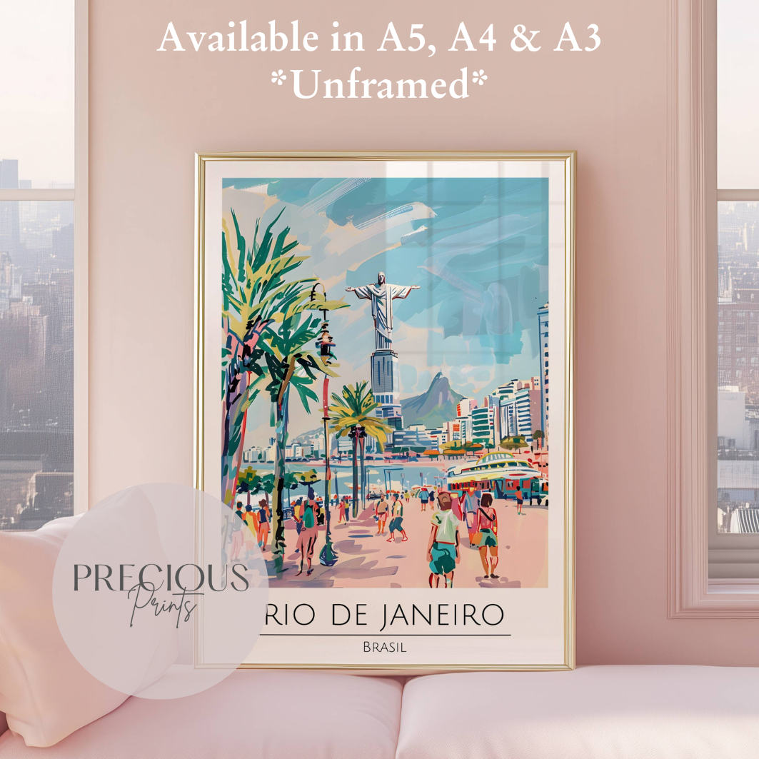 Brasil - Rio De Janeiro Travel Print Poster / Vintage Wall Art / Giclee A5 A4 A3