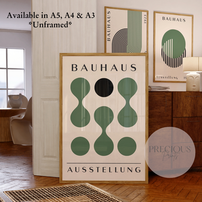 Set of 3 Bauhaus Prints A5 A4 A3 Art Exhibition Sage Green Poster