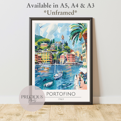 Portofino - Italy Travel Print Poster- Travel Poster - Vintage Wall Art